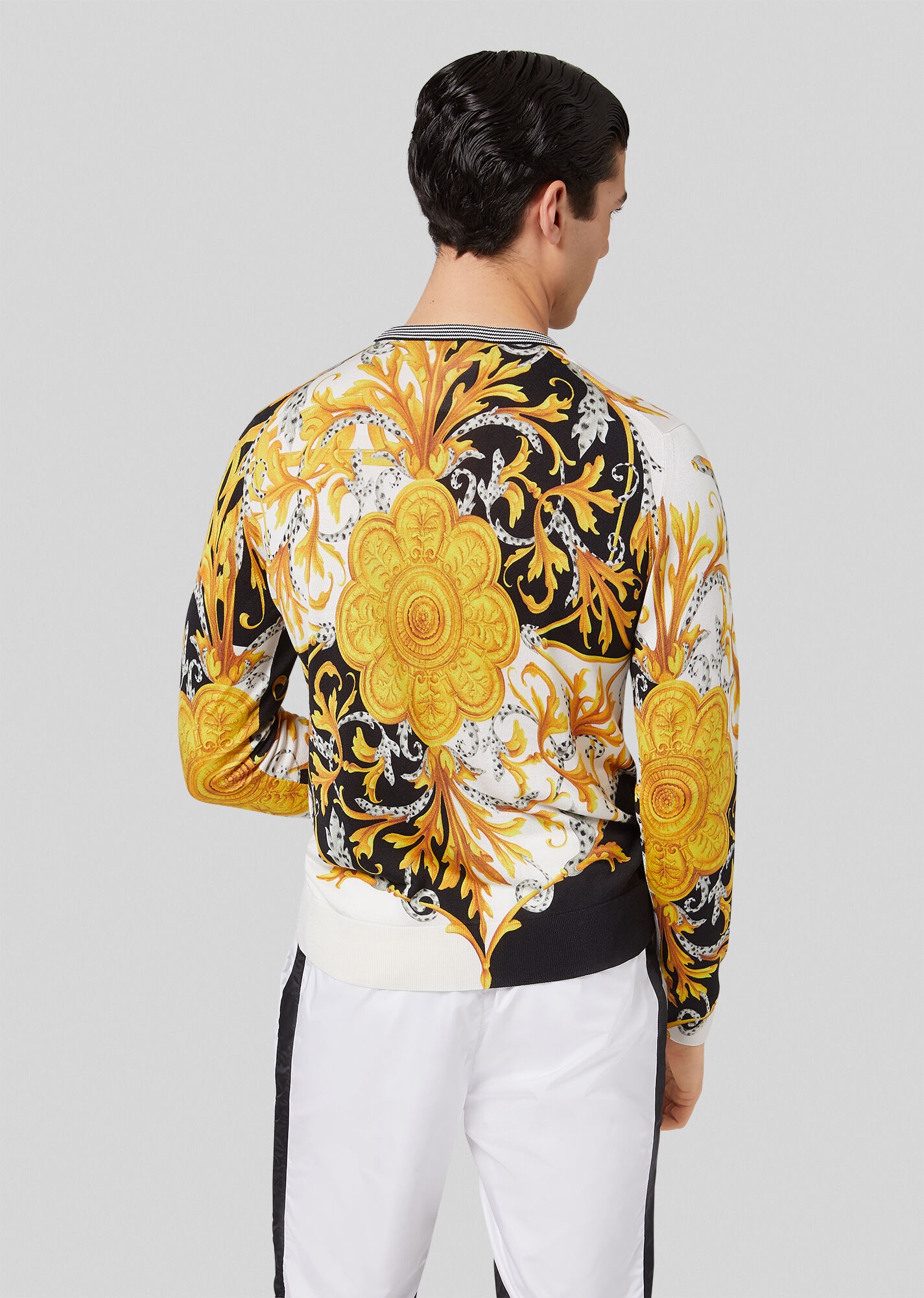 Barocco Acanthus Print Silk Sweater - 4