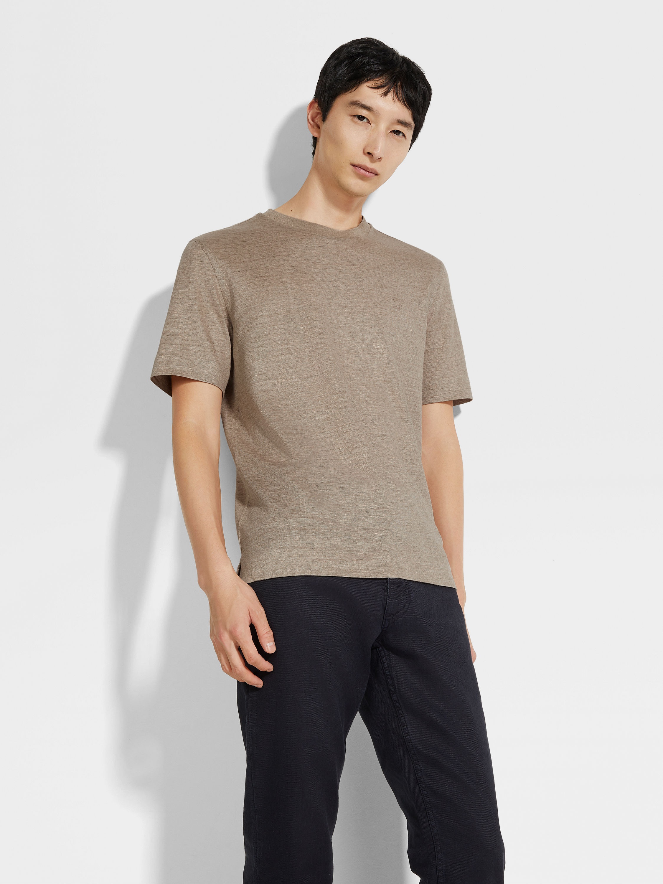 LIGHT TAUPE OASI LINO T-SHIRT - 3