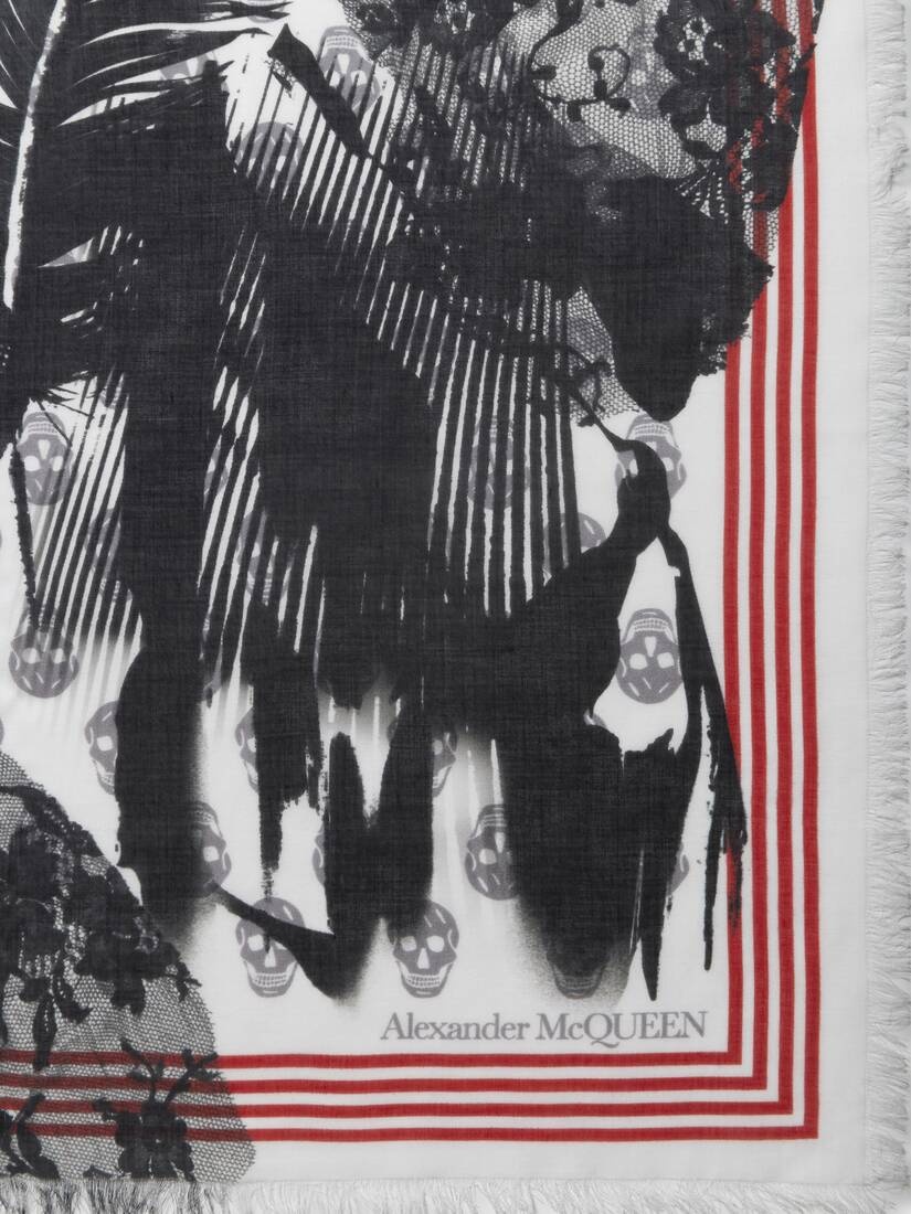 Men's McQueen Collage Biker Skull Foulard in Black/ivory - 3