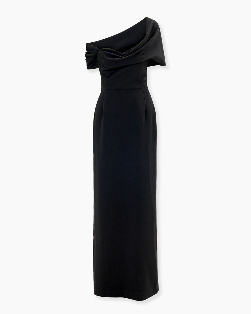 Draped Off-Shoulder Column Gown 1