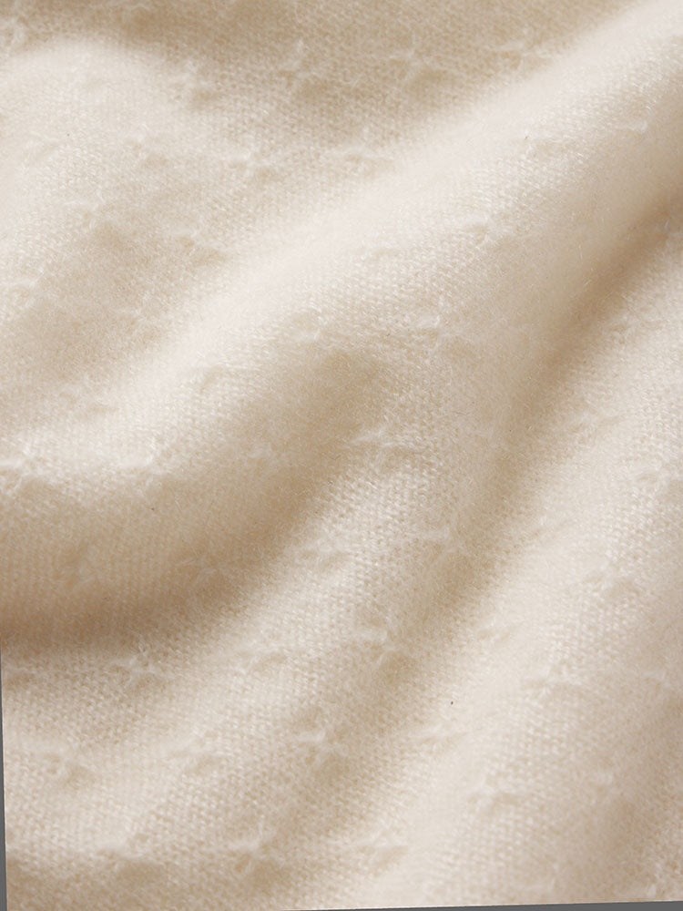 Pointelle Puff Sleeve Sweater in Cream - 5