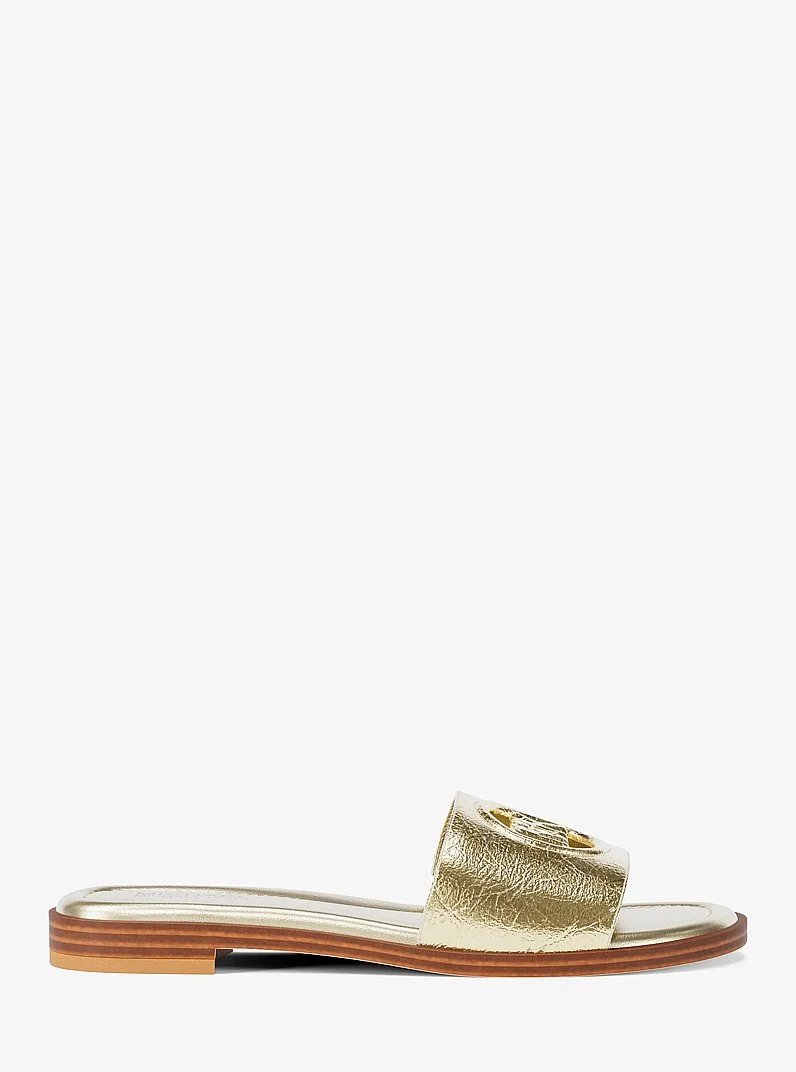 Carissa Crackled Metallic Slide Sandal - 1