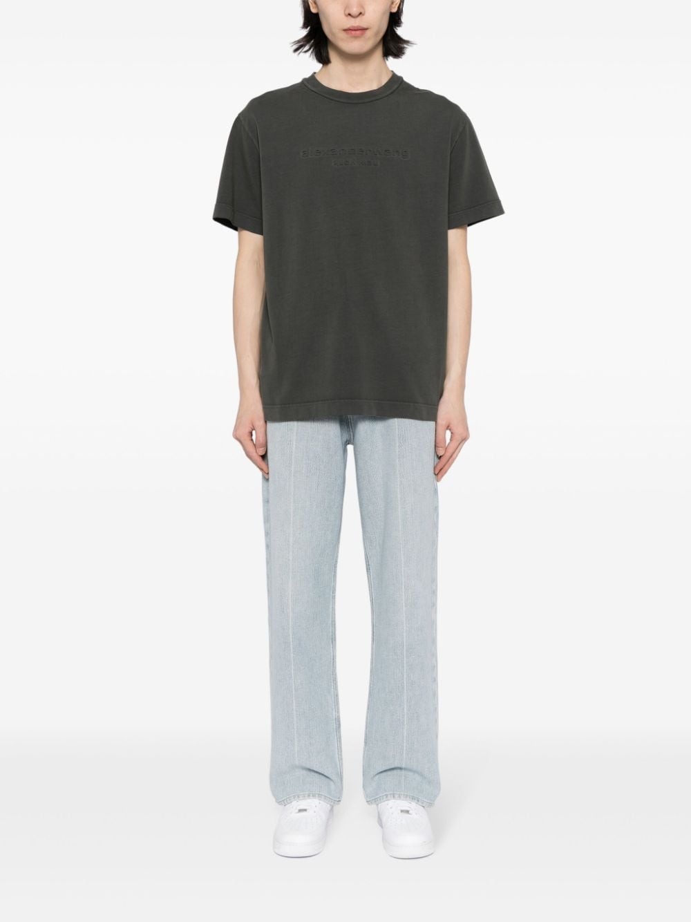 logo-embossed crew neck T-shirt - 2