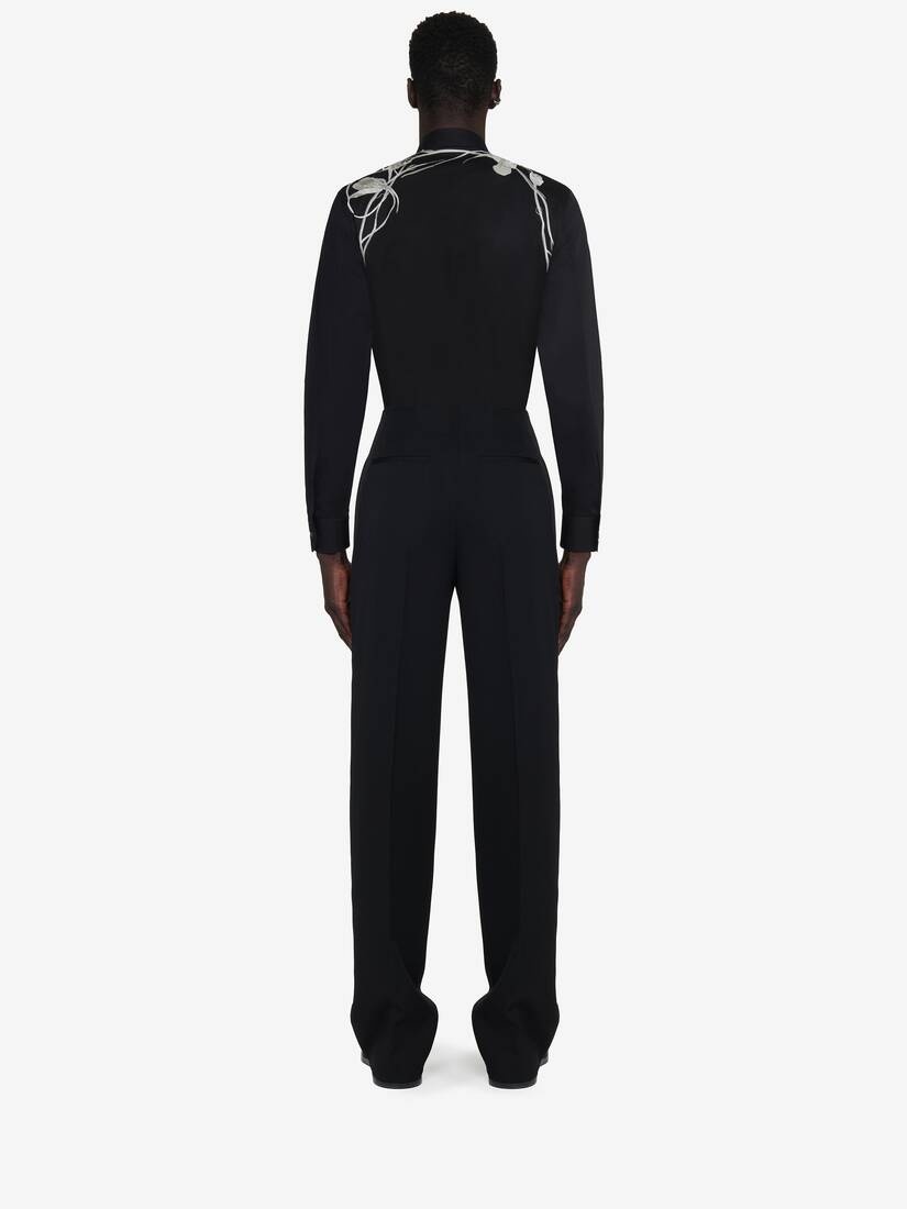 Men's Pressed Flower Harness Shirt in Black - 5