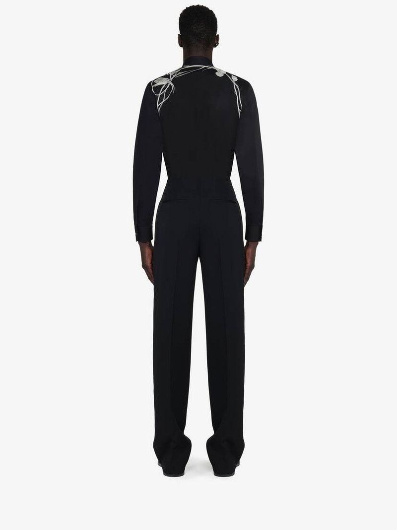 Men's Pressed Flower Harness Shirt in Black 5