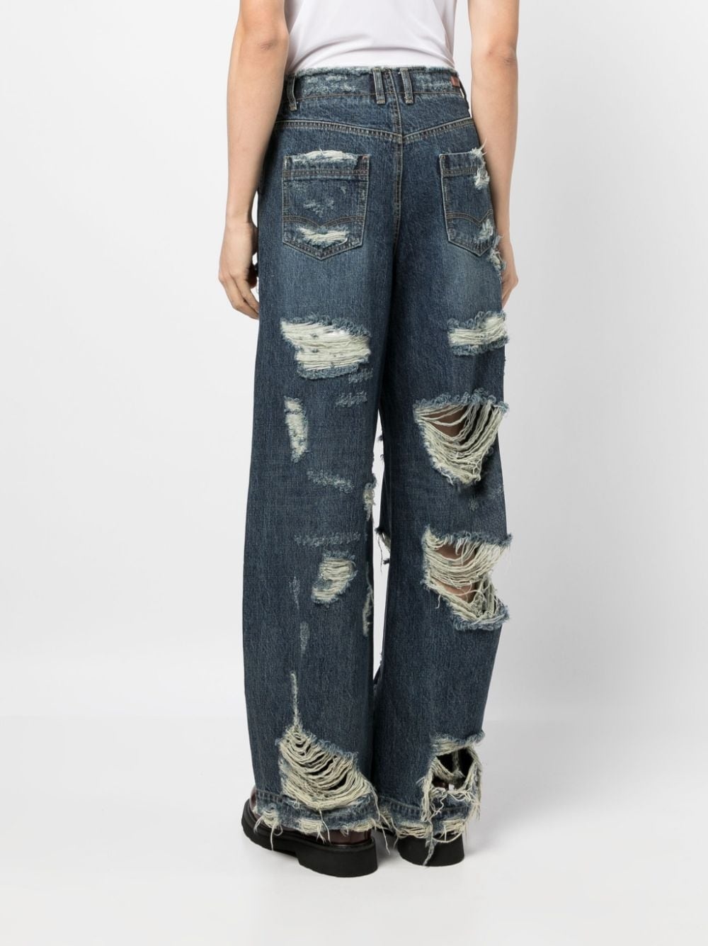 distressed-effect cotton jeans - 4
