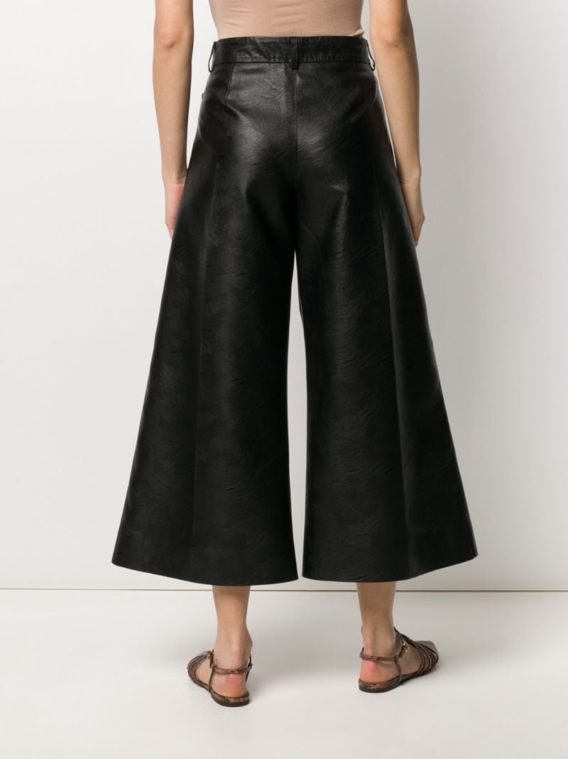 faux-leather wide-leg trousers - 4
