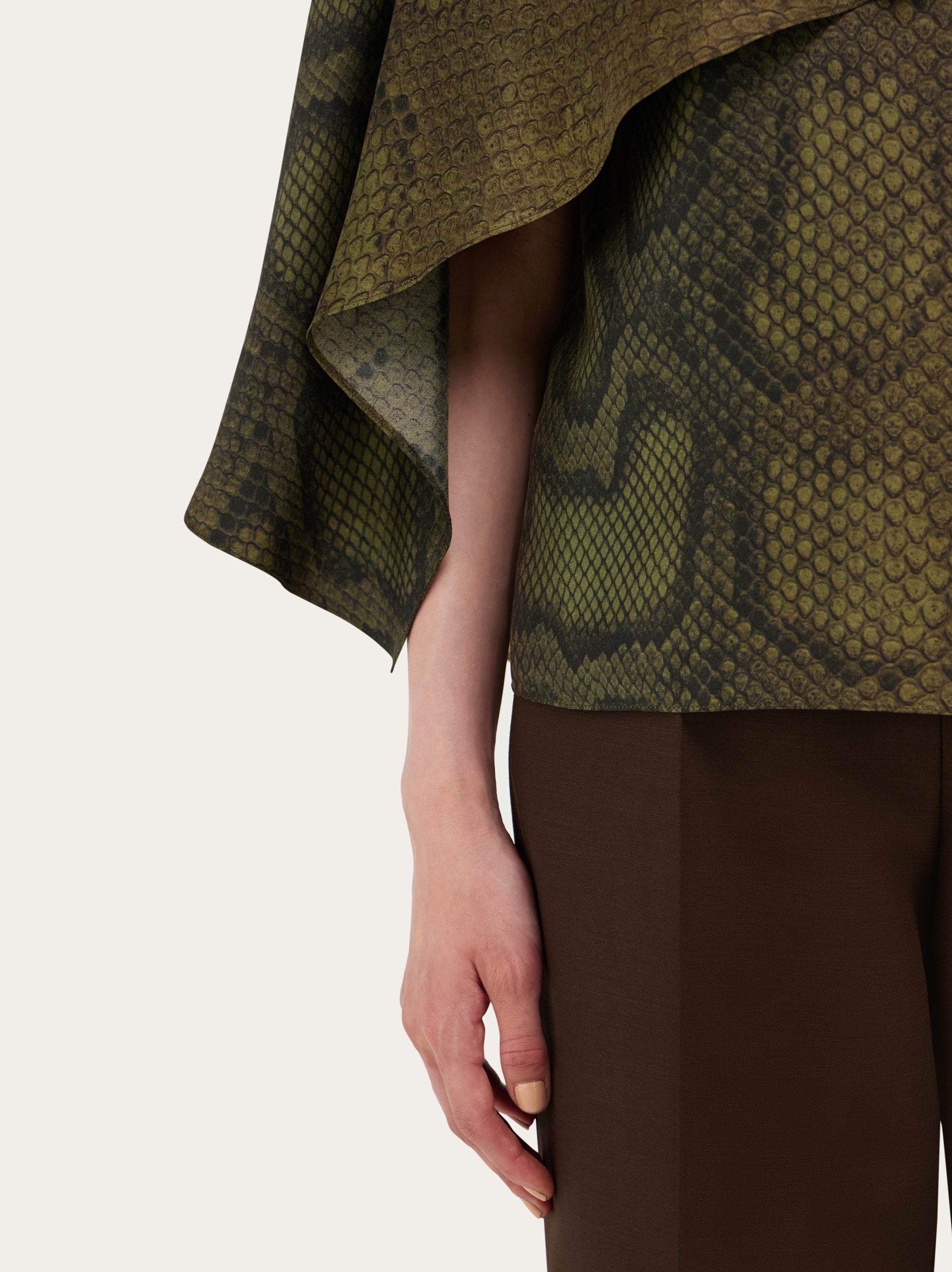 Python print silk shirt with cape detail - 7