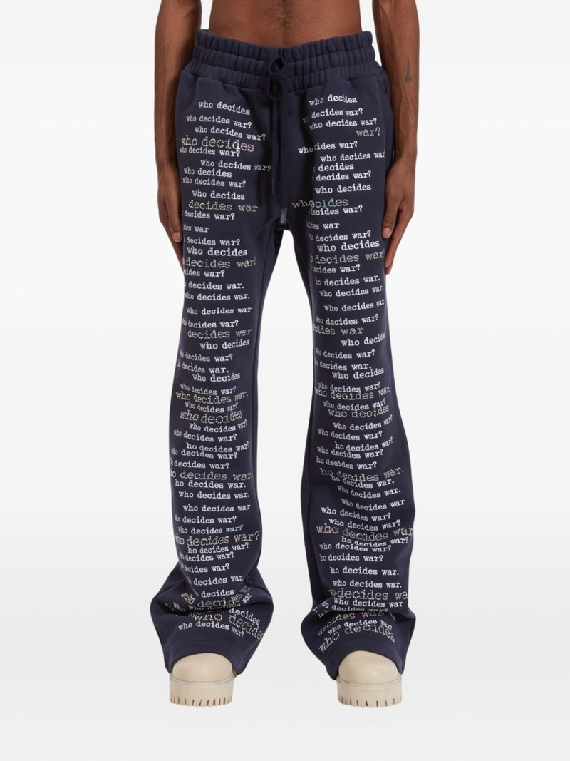 WHO DECIDES WAR Scripture track pants outlook
