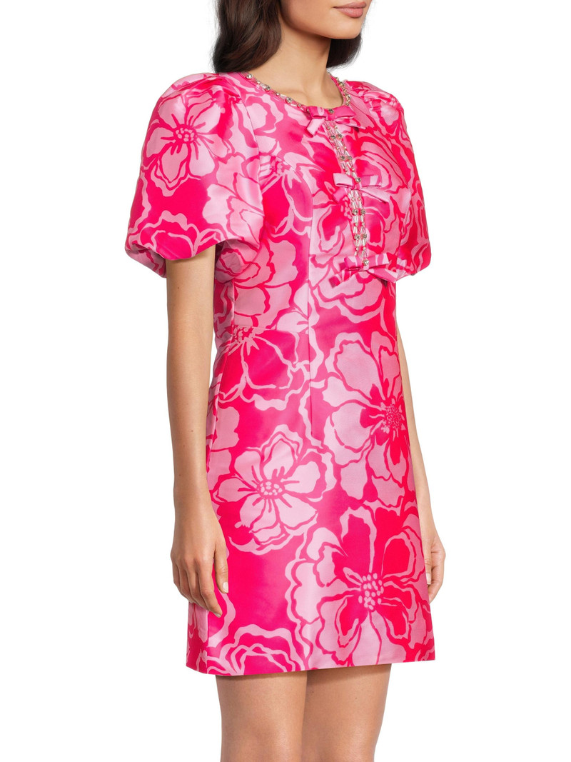 Women's Britnee Beaded Jacquard Shift Dress - Parigi Pink Go Big Satin 4