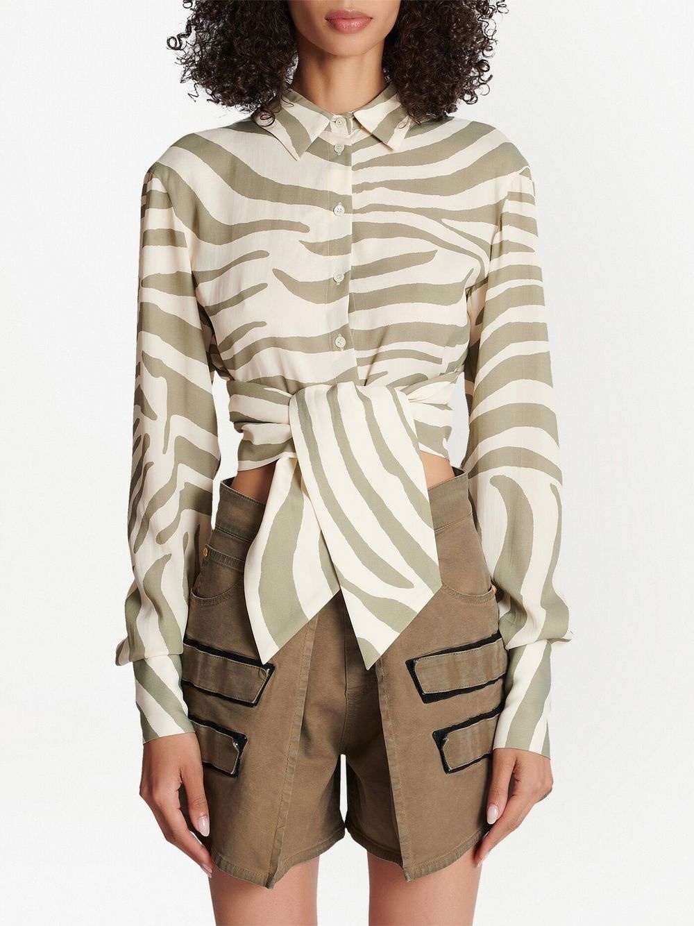 animal-print tie-waist shirt - 3