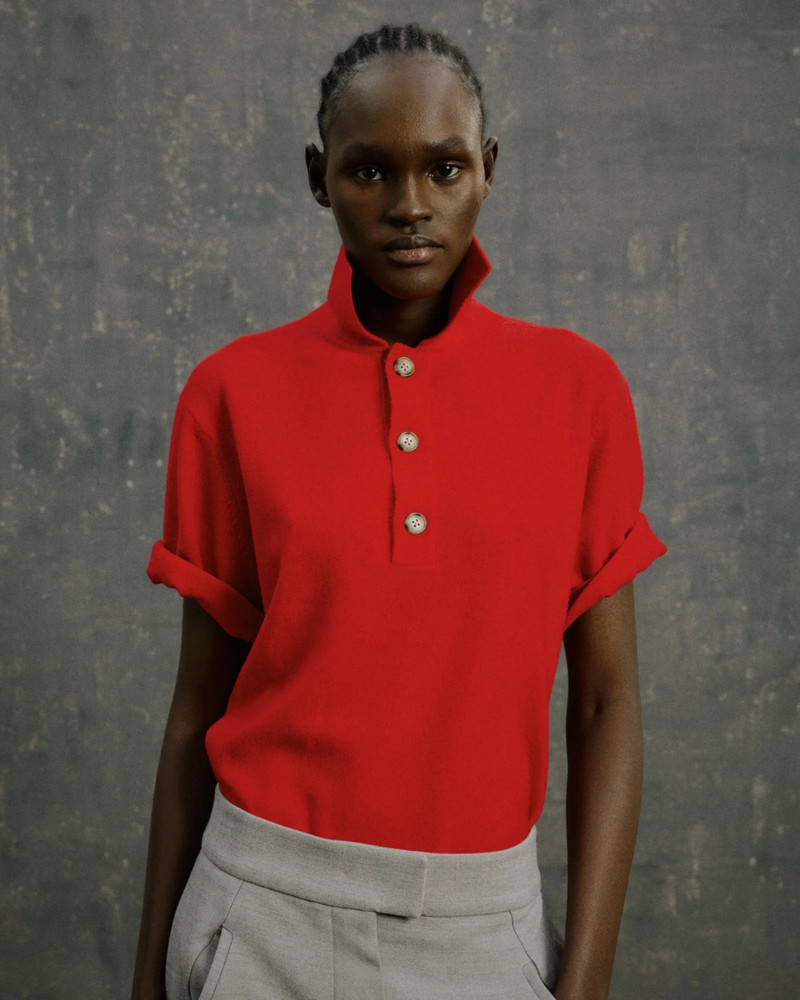 SHORT SLEEVE KNIT CASHMERE POLO RED 4