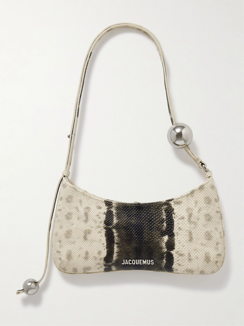 Le Bisou Perle embellished snake-effect leather shoulder bag Beige 1