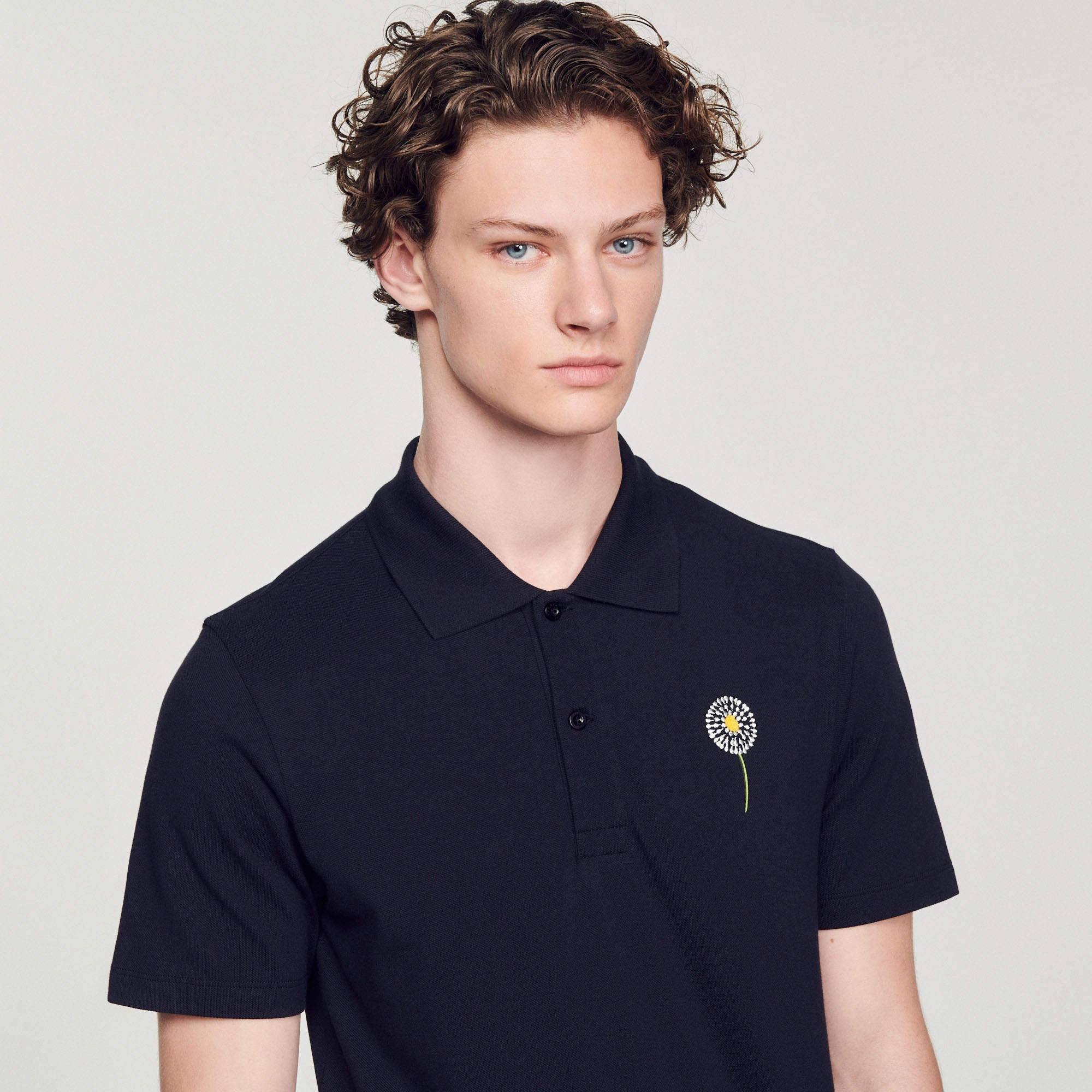 Embroidered dandelion polo shirt - 4