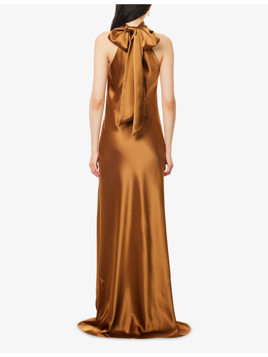 Sienna Sash-Tie Sleeveless Satin Gown - 4