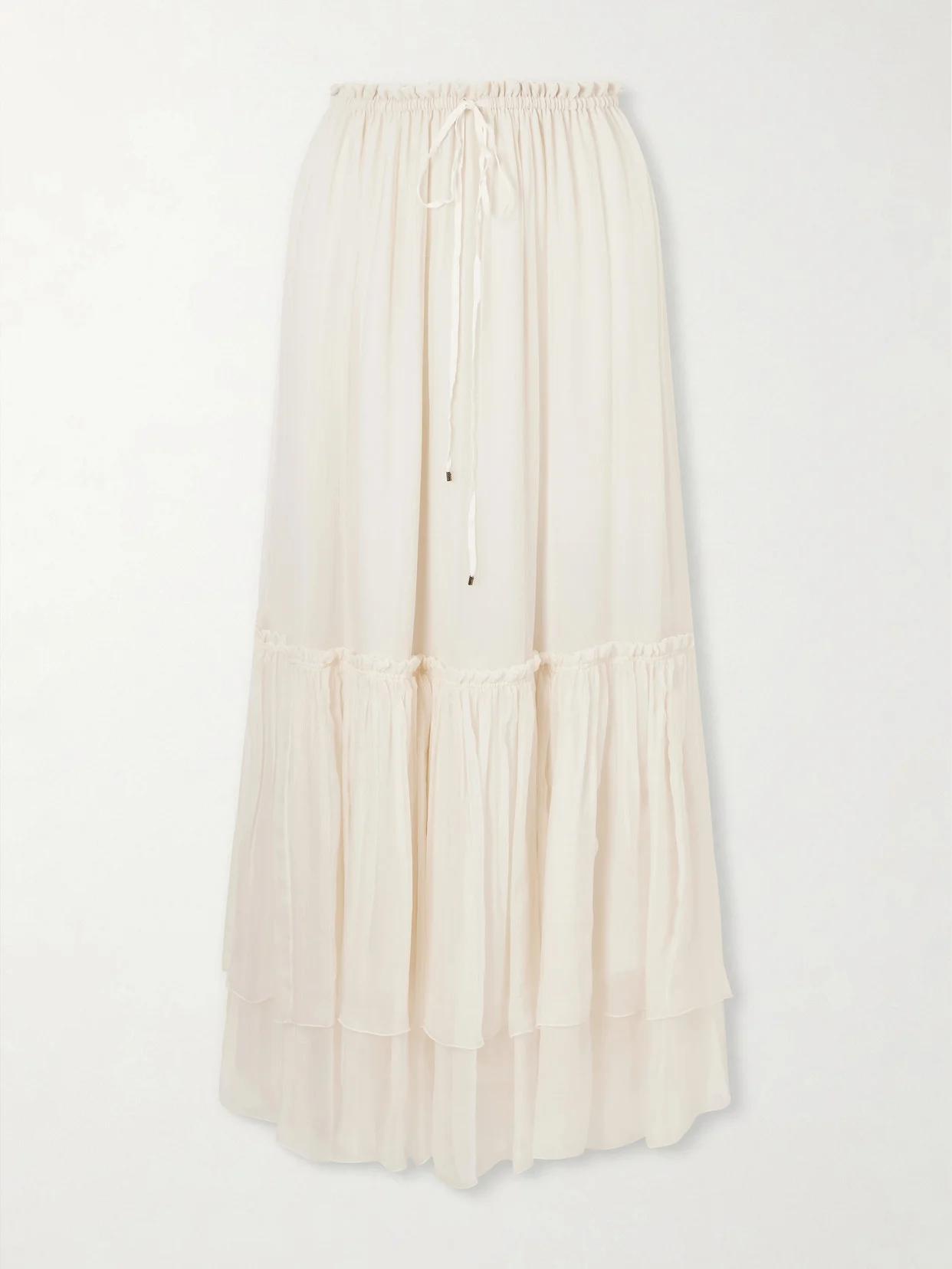 Tiered Silk Crepe De Chine Maxi Skirt - 1