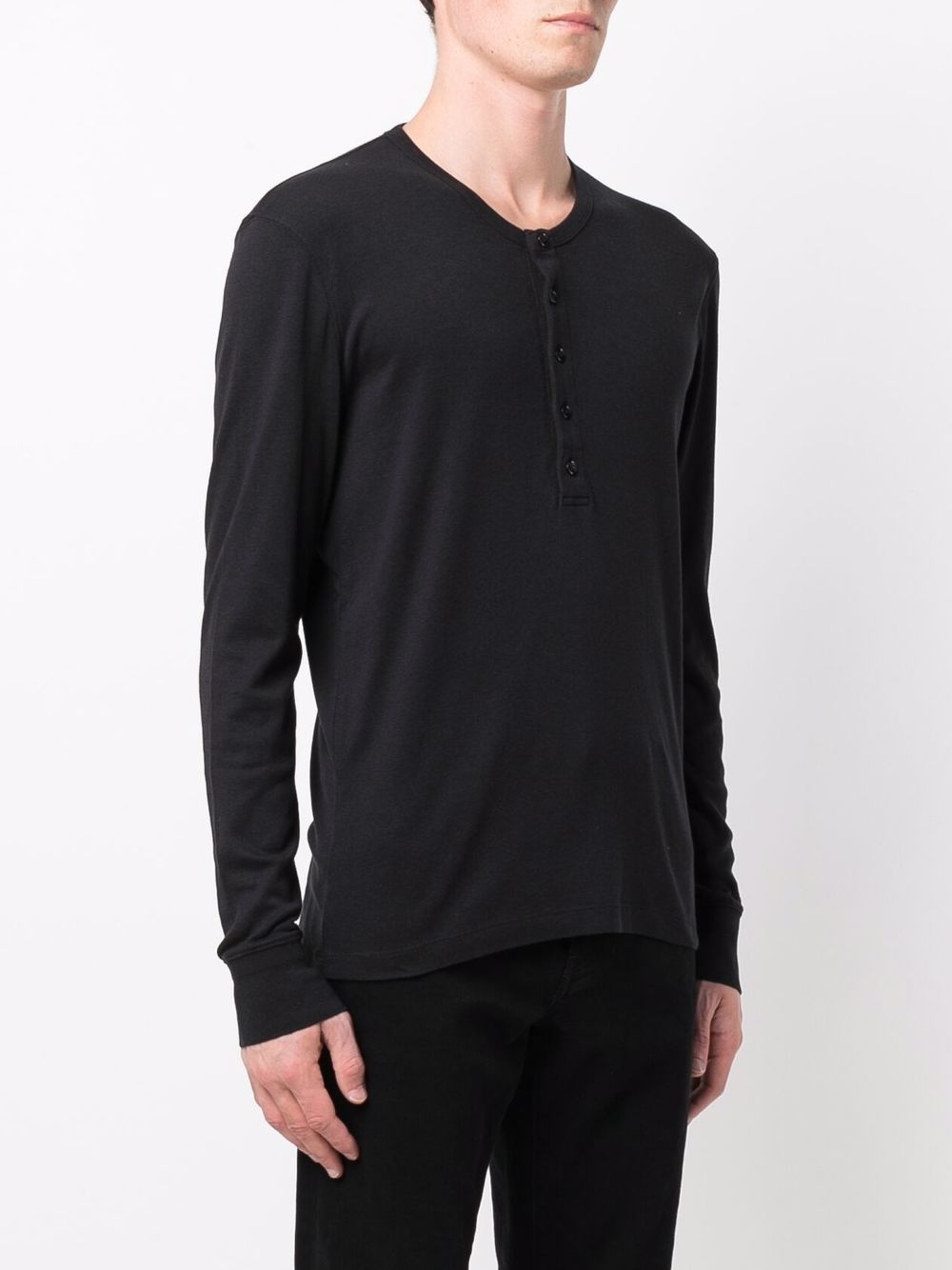 button-placket round-neck top - 3