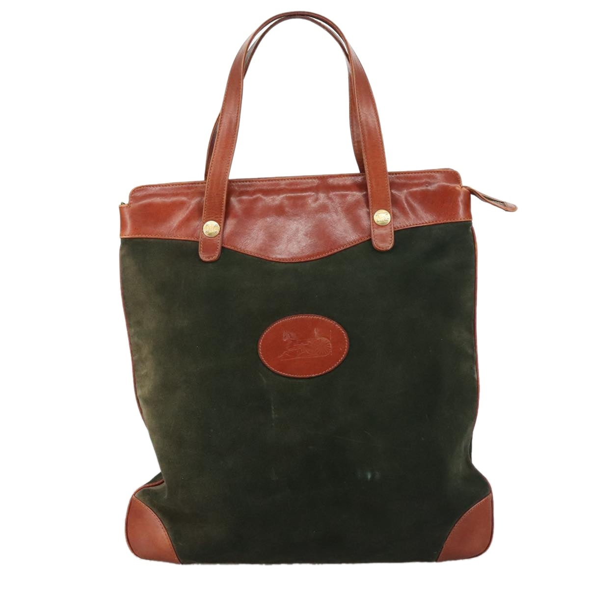 CELINE Tote Bag Suede Leather Khaki Brown Gold - 13