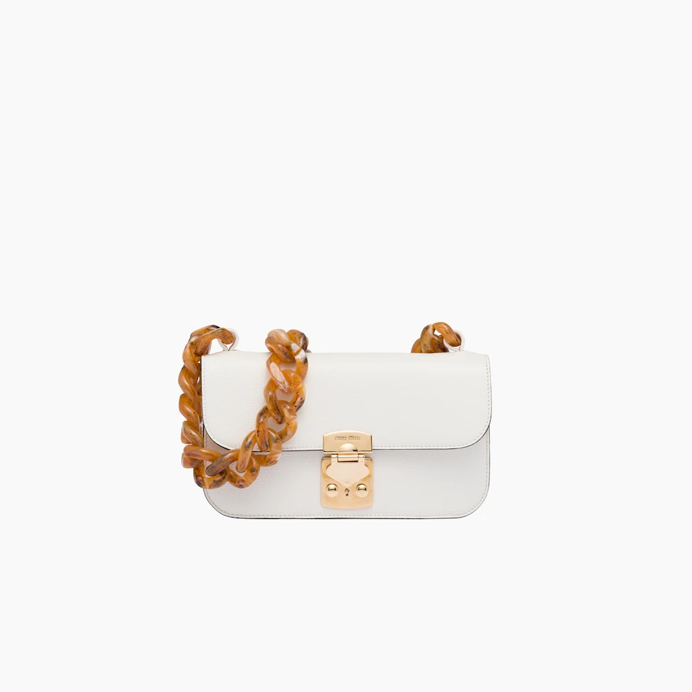 Madras leather shoulder bag with chain - 1