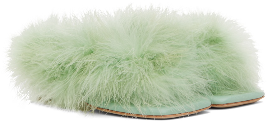 Green Pom Pom Heeled Sandals - 4