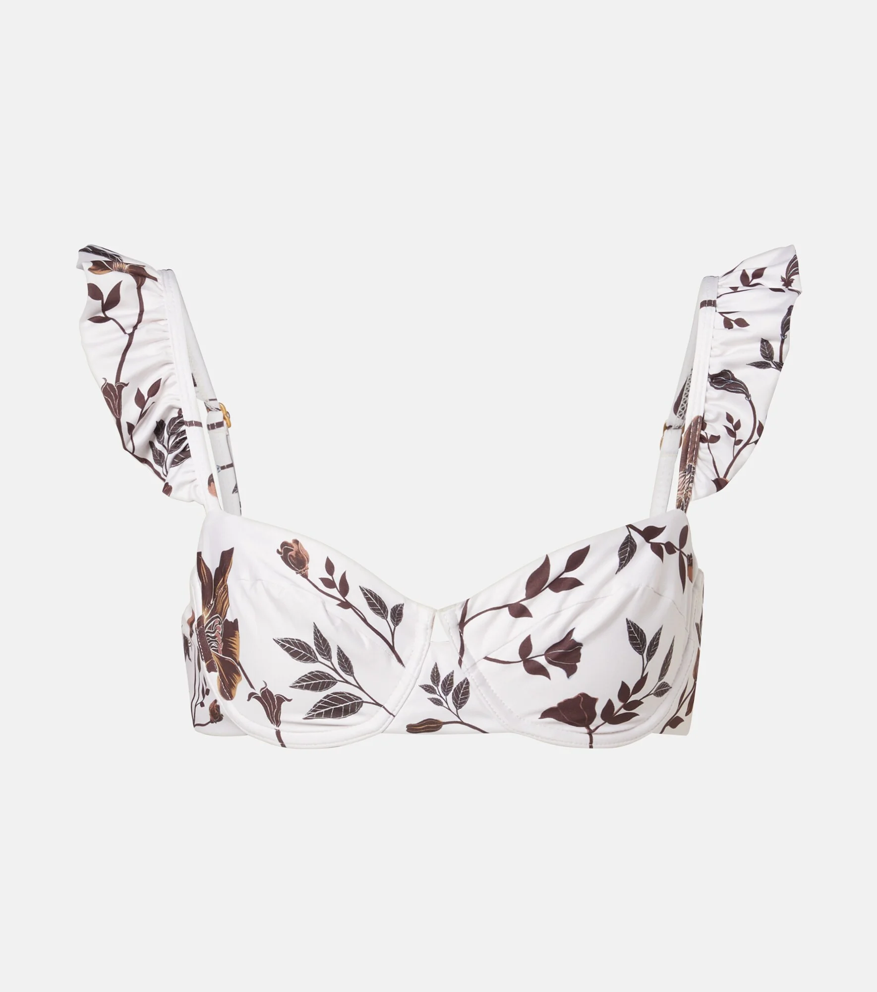 Kiwi floral ruffled bikini top - 1
