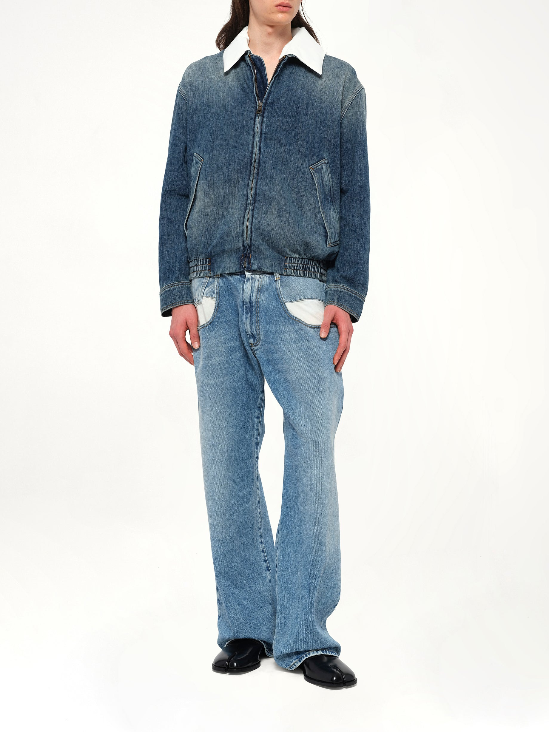 Zip-Up Denim Jacket in Blue - 4