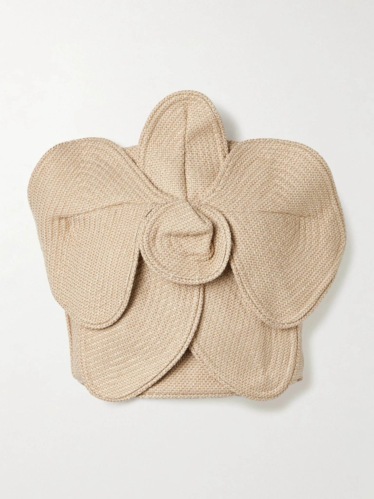 Florencia appliquéd strapless cropped woven top Taupe - 1