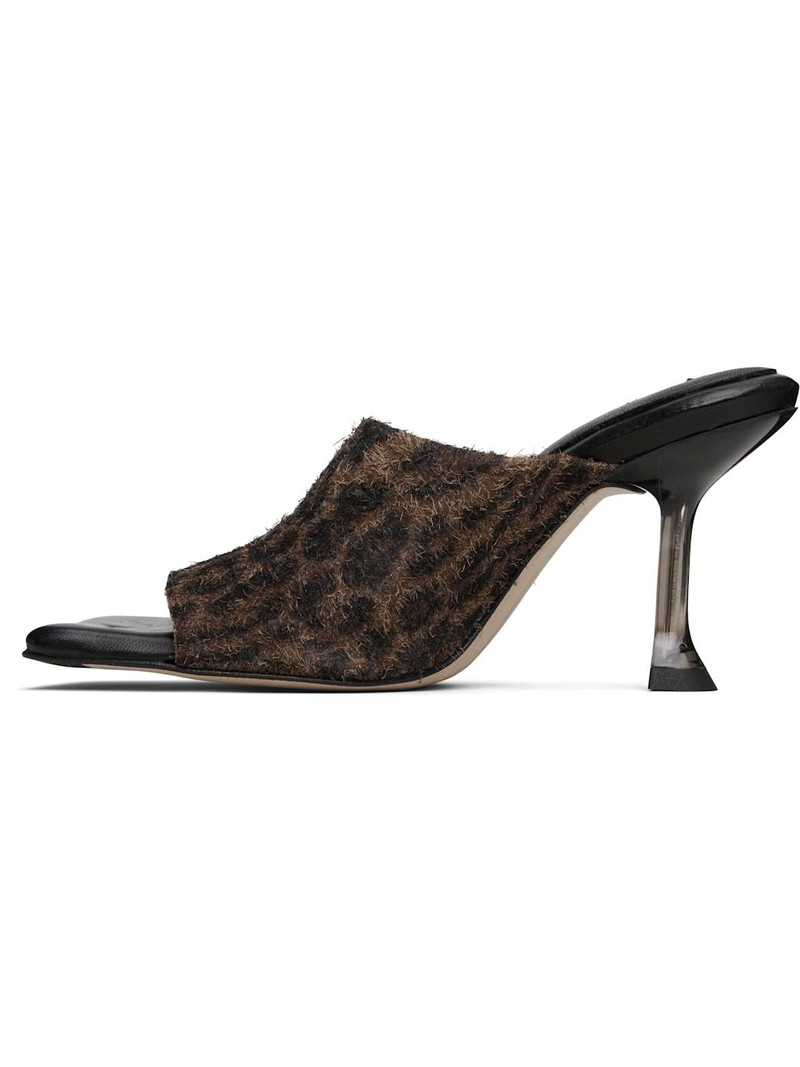MIISTA Brown & Black Miri Animal Print Mules outlook
