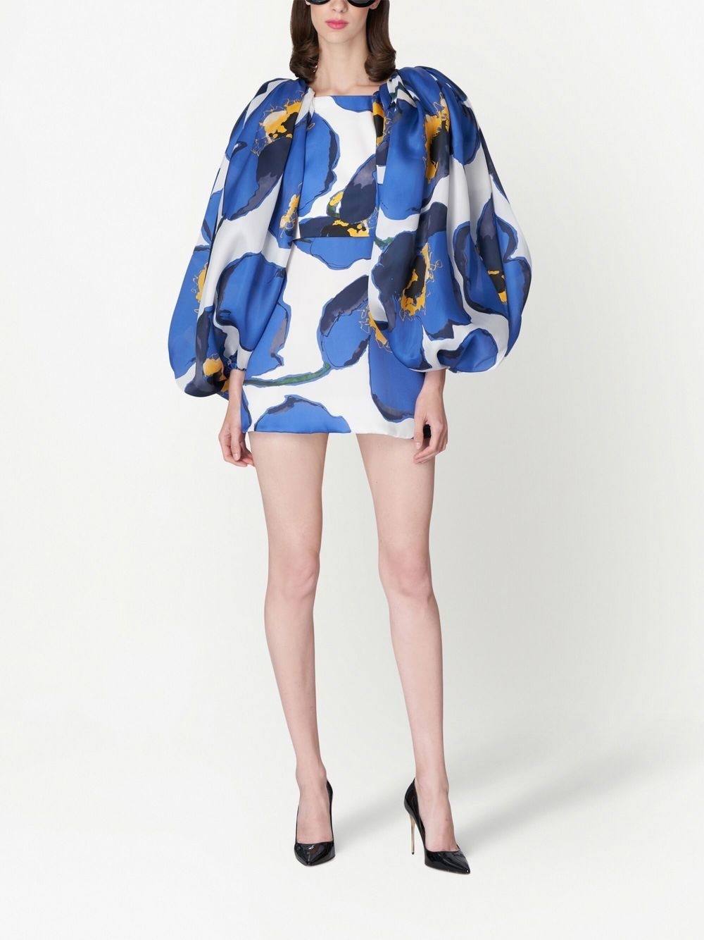 floral-print balloon-sleeve minidress - 2