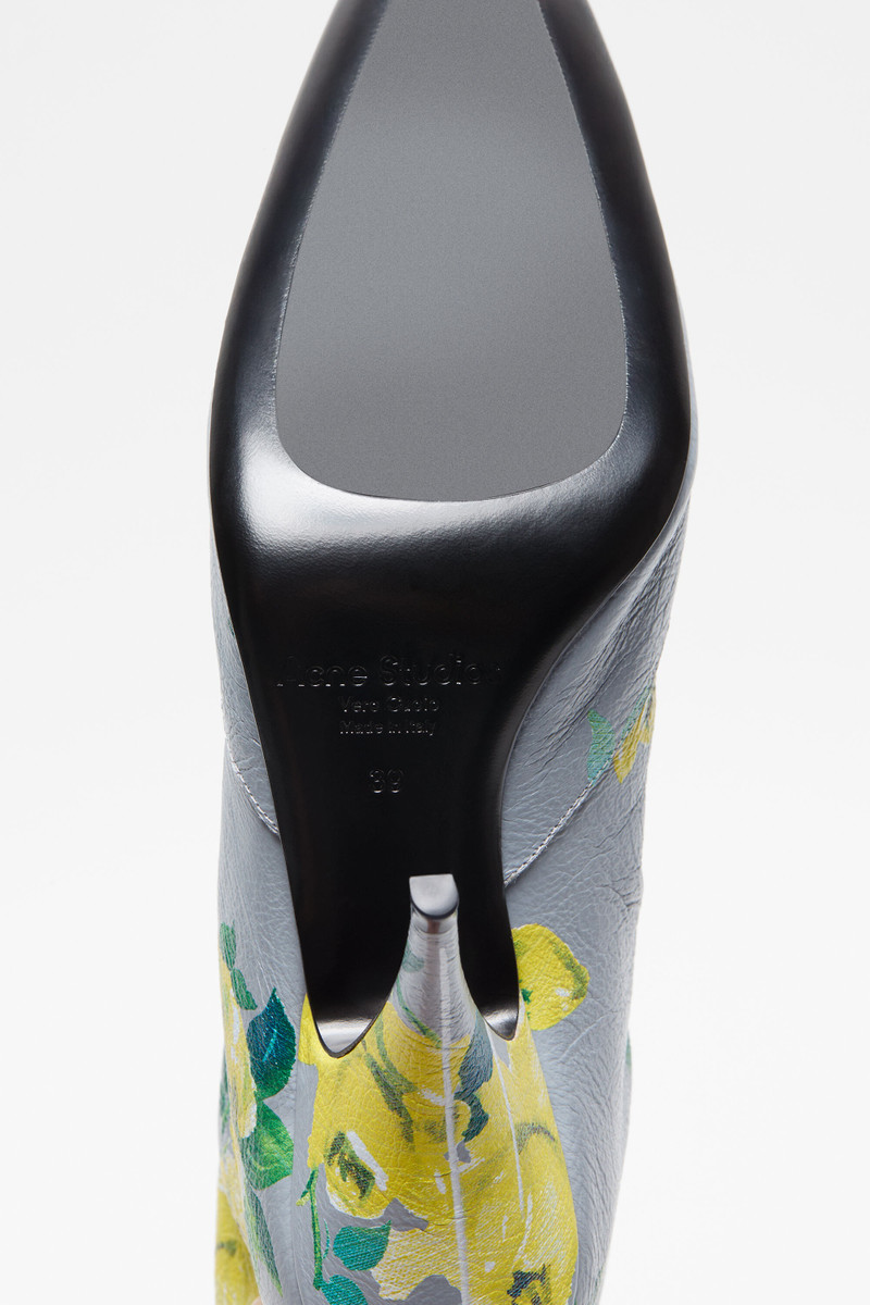 Leather boots open toe - Yellow/grey 7