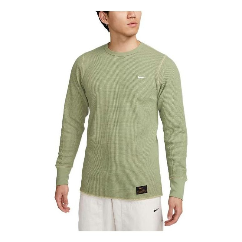 Nike Life Long Sleeve Heavy Waffle Top 'Green' DX0895-386 1