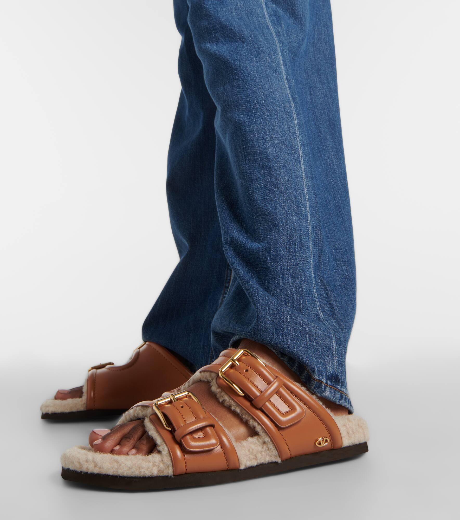 Fussfriend shearling-lined leather sandals - 7