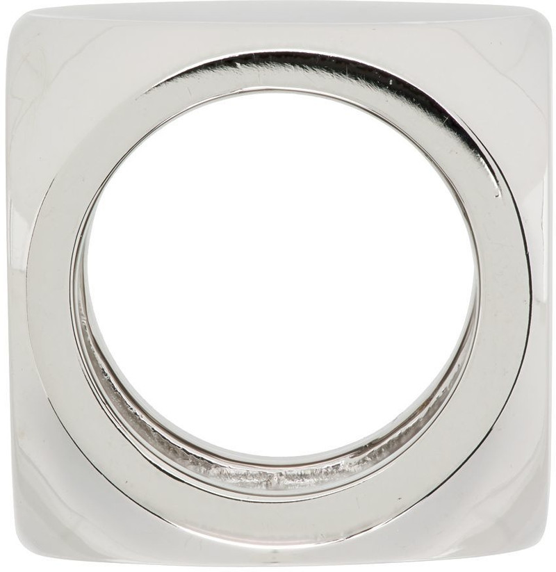 We11done Silver & White Logo Dice Ring outlook