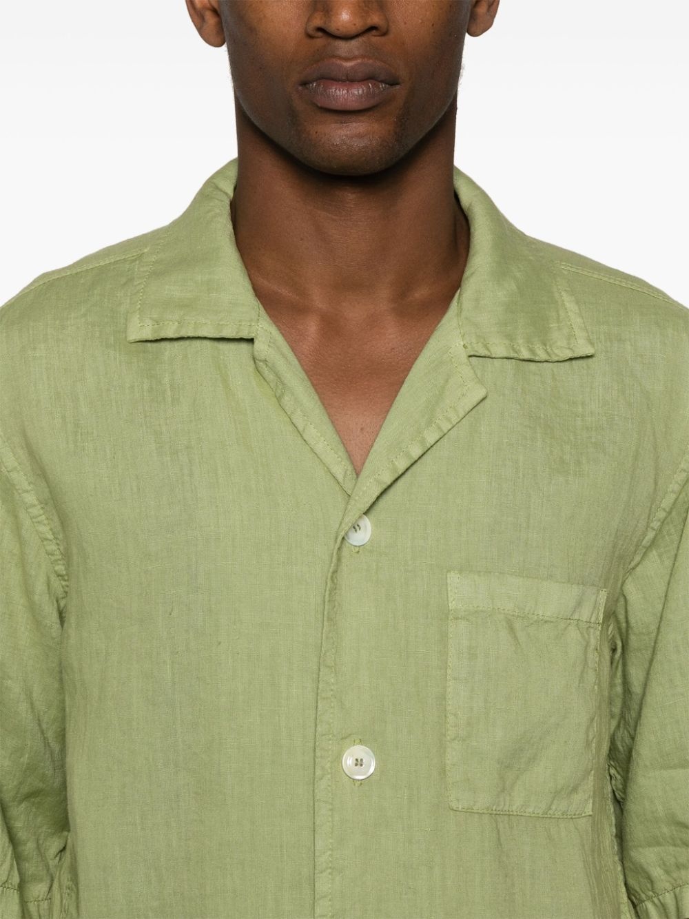 camp-collar linen shirt - 5