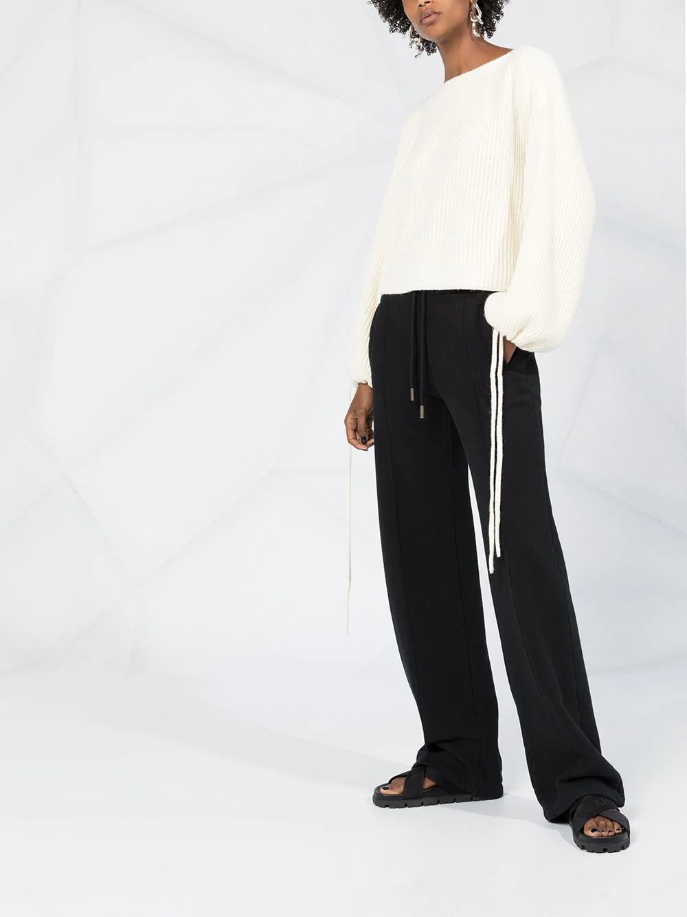 drawstring sleeves cropped jumper - 4