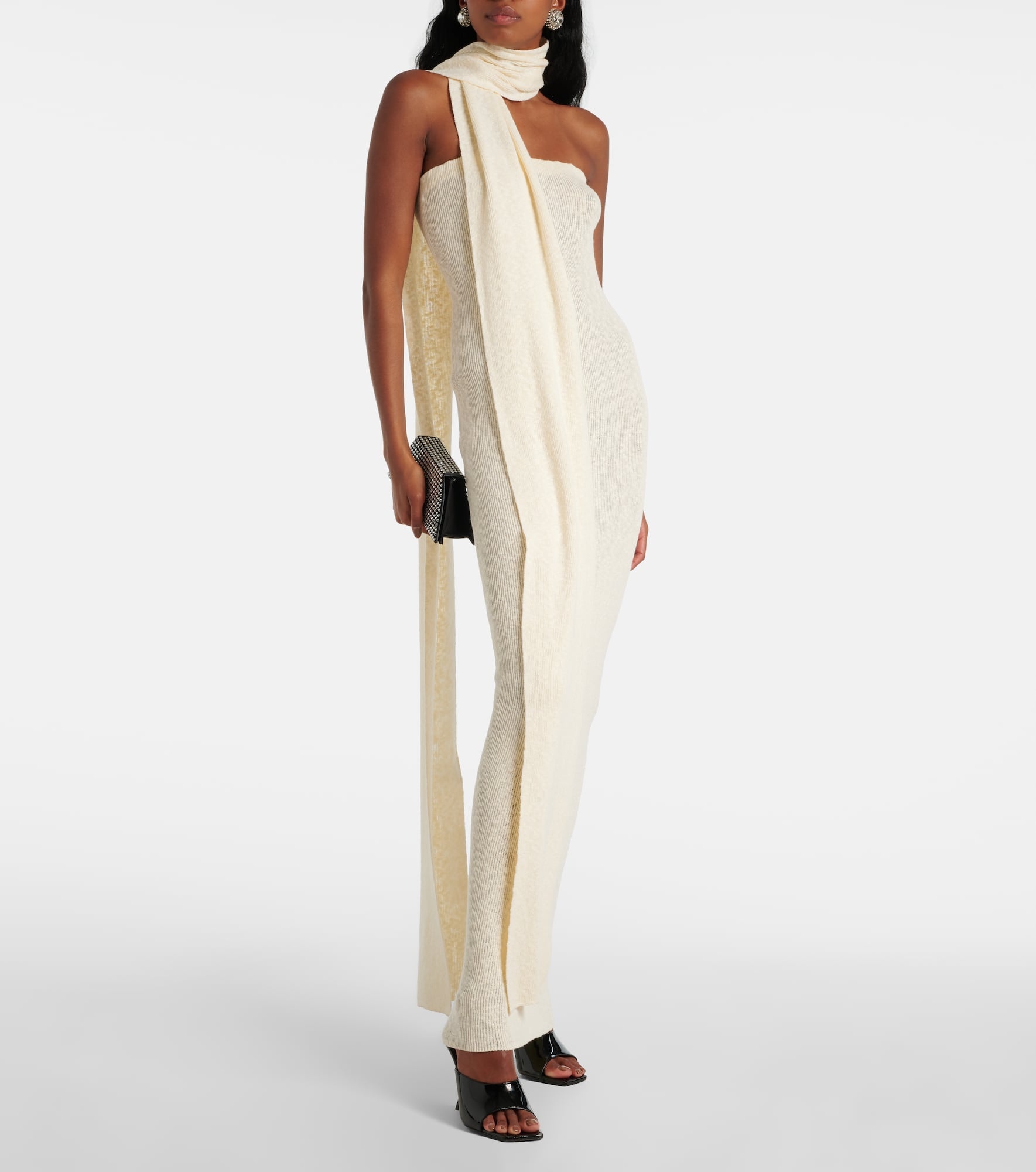 Scarf-detail linen and cotton maxi dress - 2