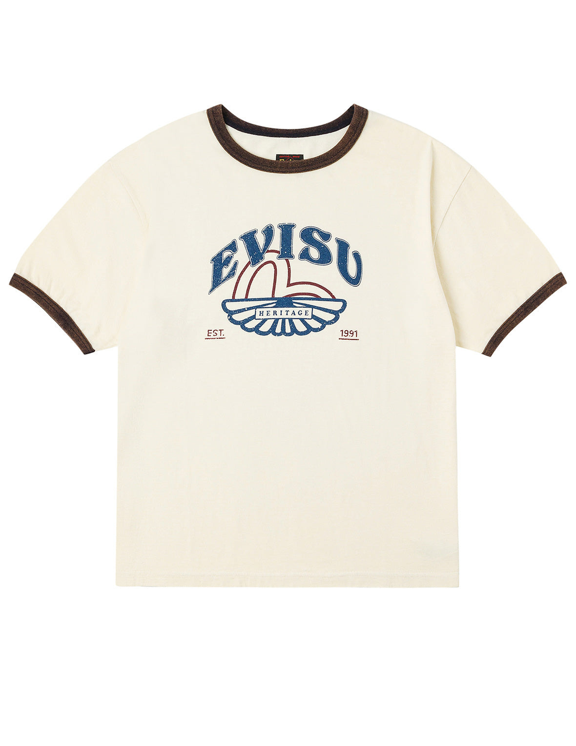 Washed Seagull and Logo Print Regular Fit Ringer T-shirt - 10