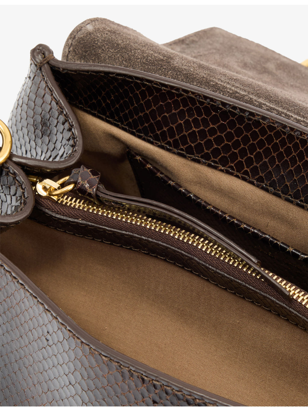 Snake-Effect Leather Satchel - 6