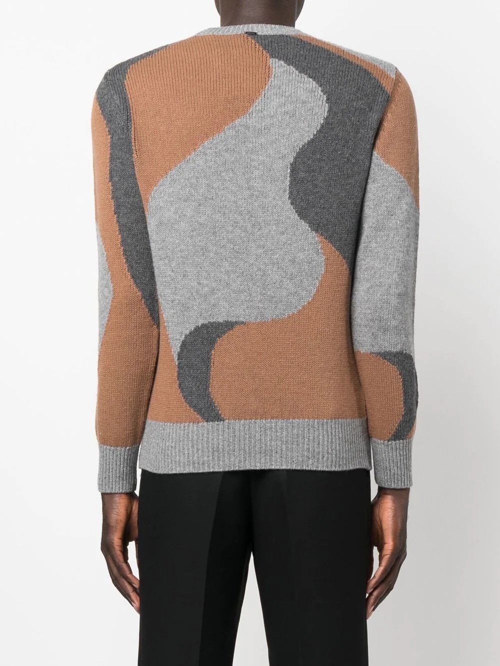 abstract-pattern knitted crew-neck jumper - 4