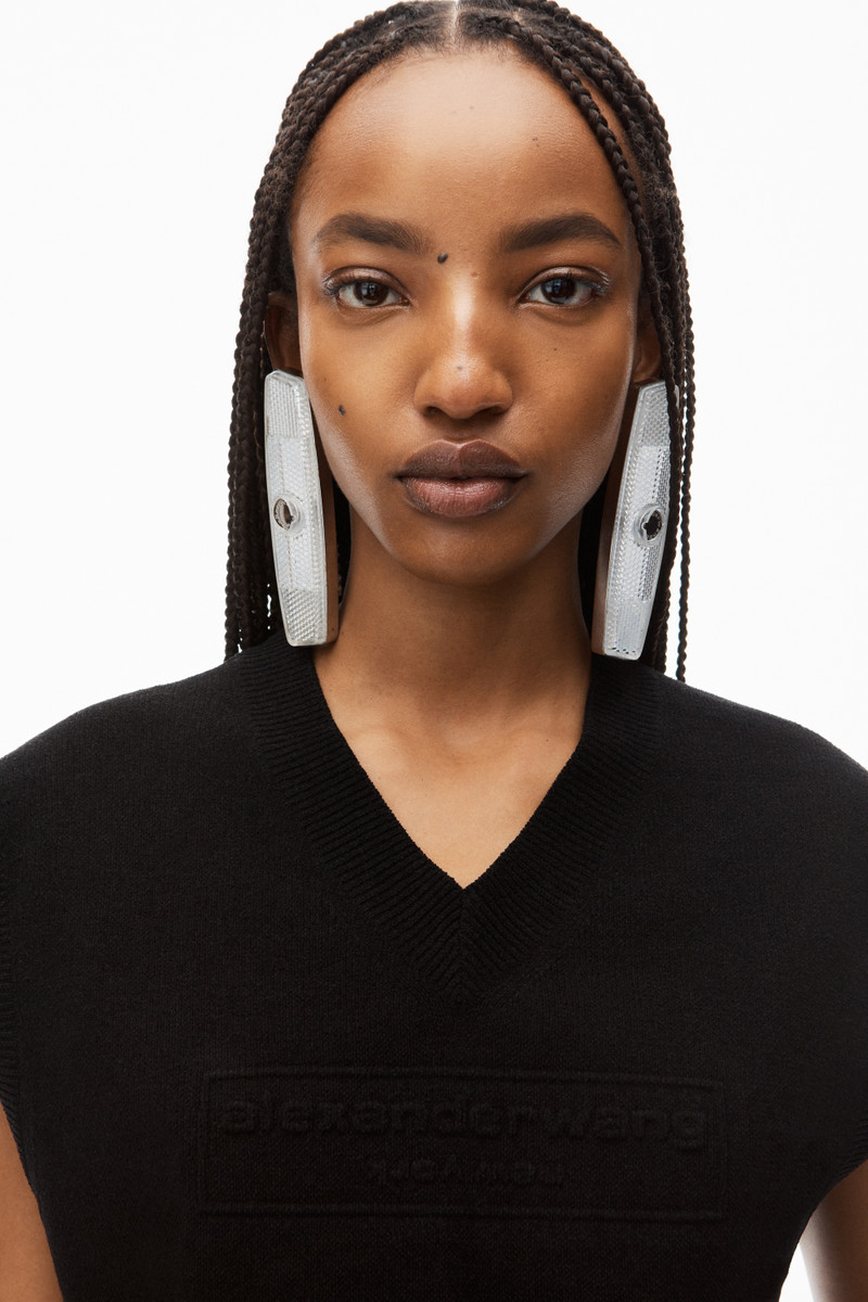 Logo Embossed Cropped Vest in Soft Chenille 5