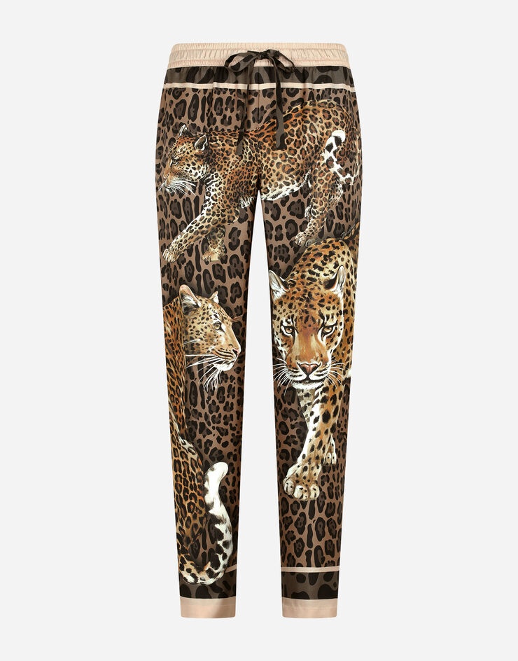 Silk pajama pants with leopard print - 3