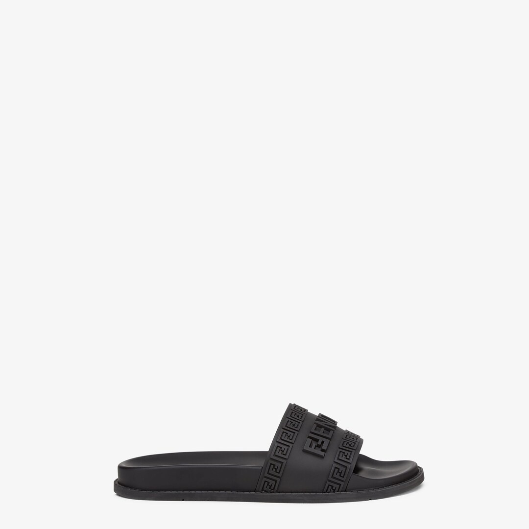Fendace Black rubber  Logo sandals - 1