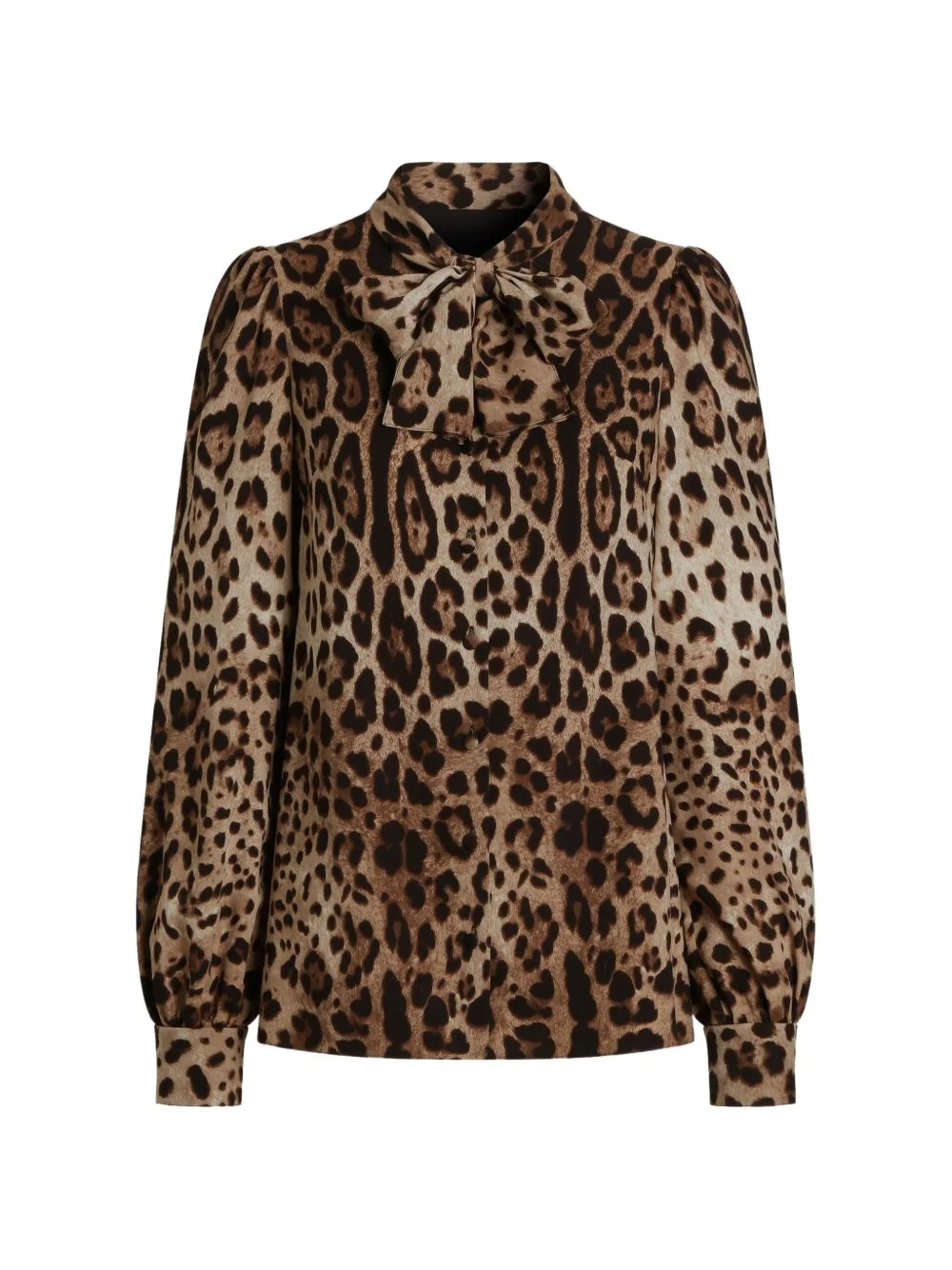 leo-print silk charmeuse shirt - 1