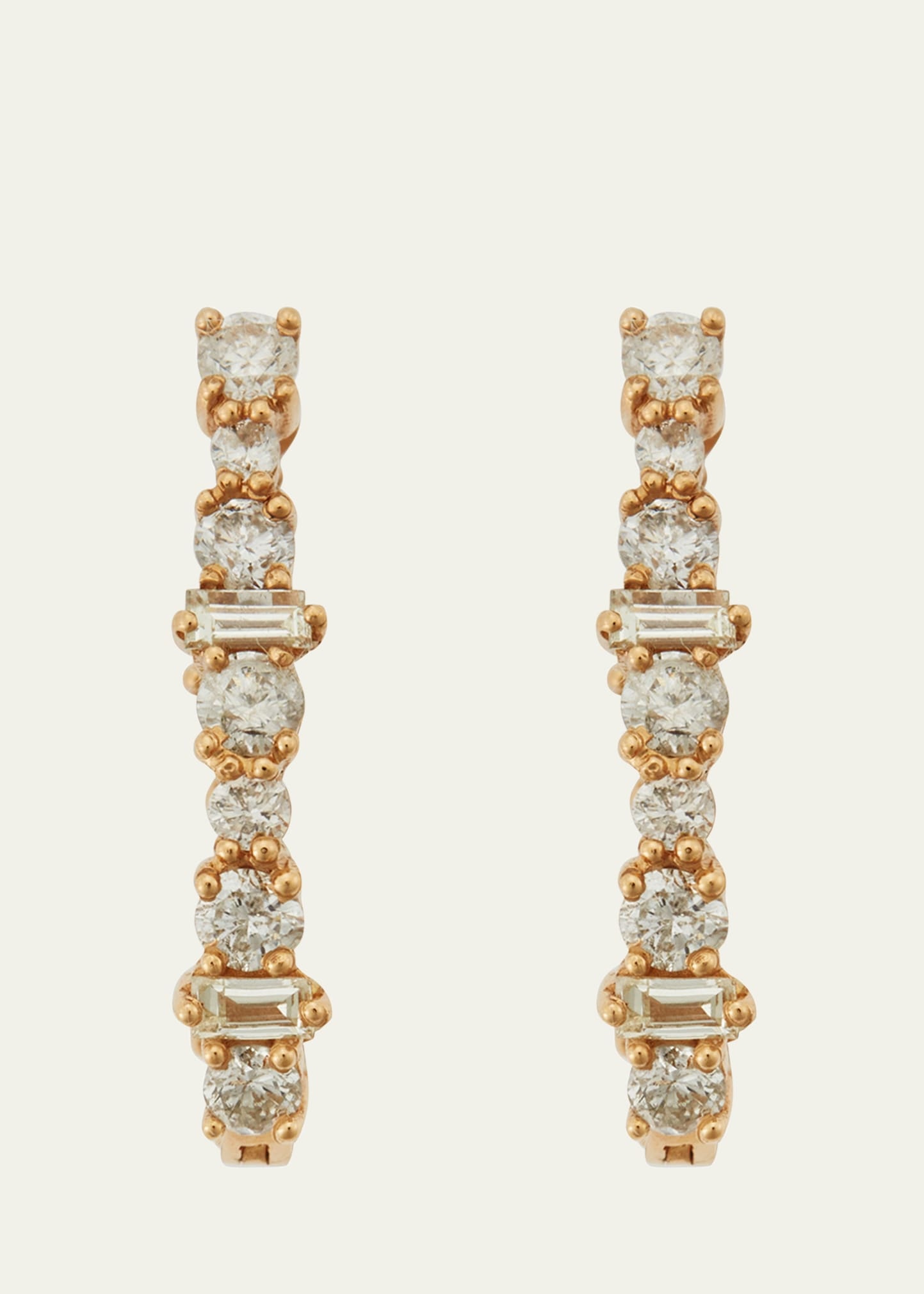 Champagne Diamond Inside Out Hoop Earrings in 18K Yellow Gold - 1