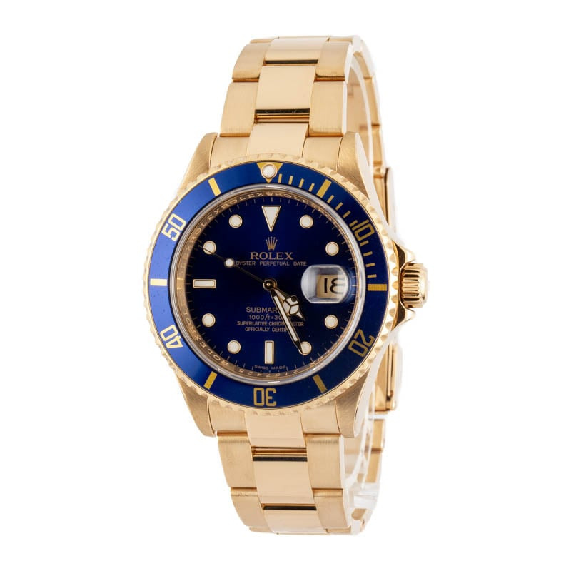 Pre-owned Rolex Submariner ref 16618 18k Yellow Gold - 2