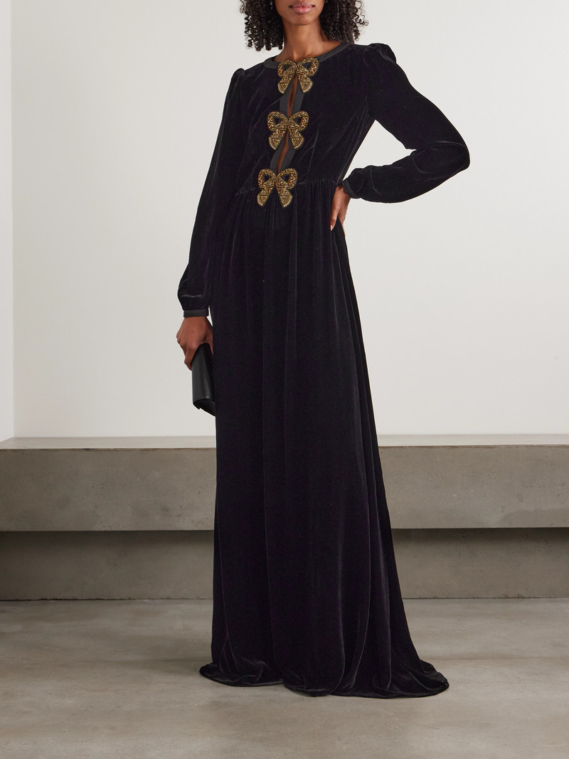 SALONI Camille Bow-embellished Velvet Gown outlook
