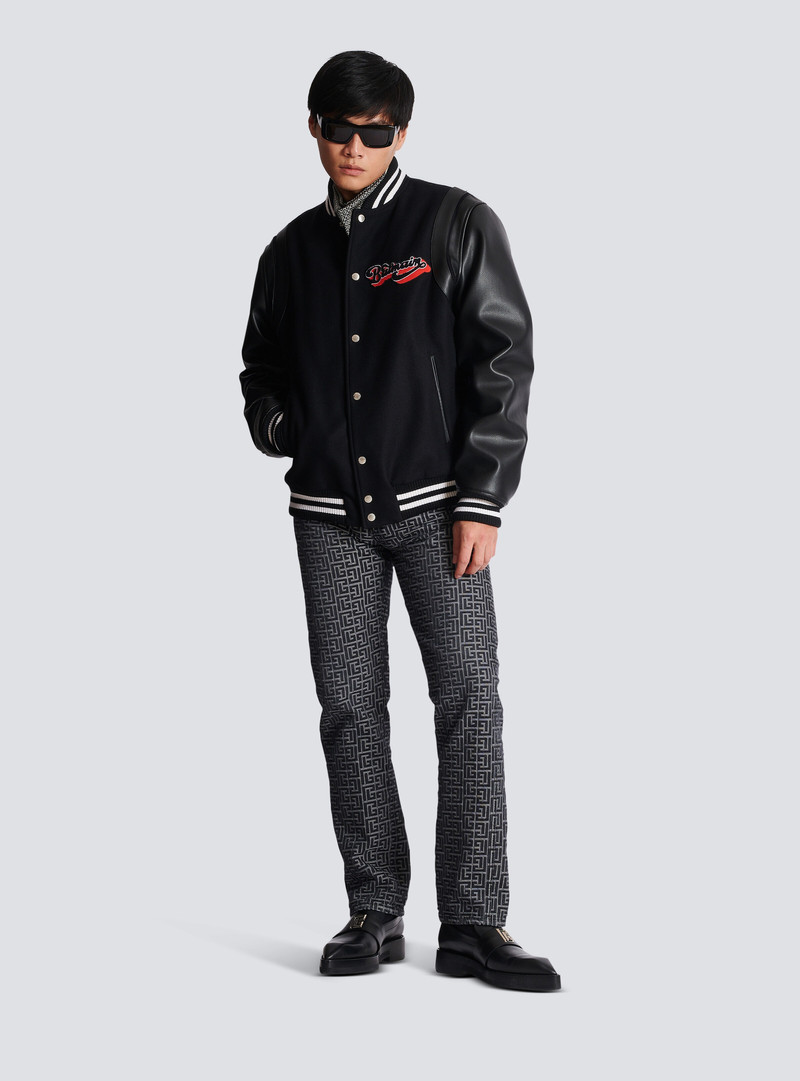 Balmain Balmain leather and wool jacket outlook