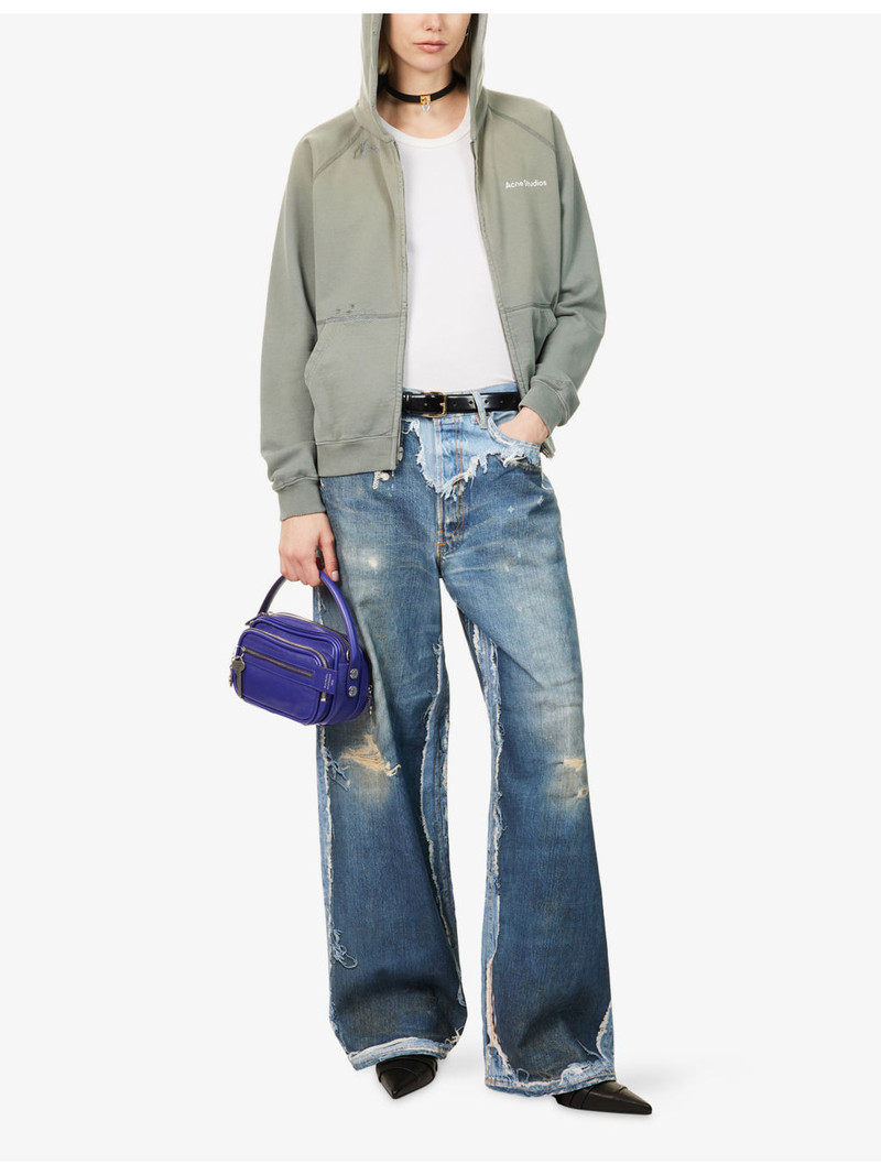 Acne Studios Mended Zip-Through Cotton-Jersey Hoody outlook