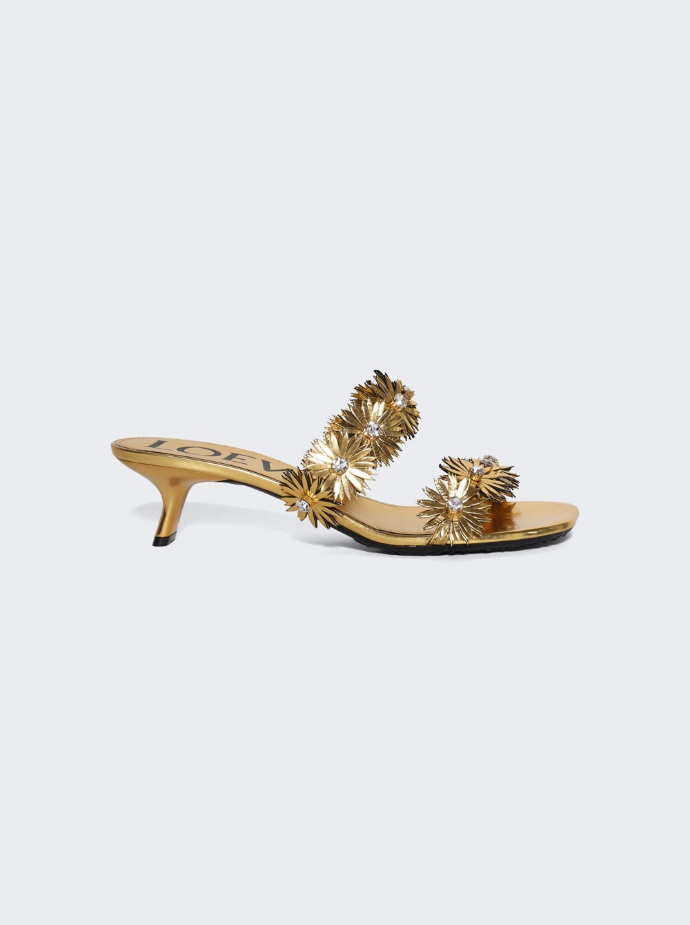 Paula's Ibiza Petal Flower Sandals In Calfskin And Crystal Gold - 1
