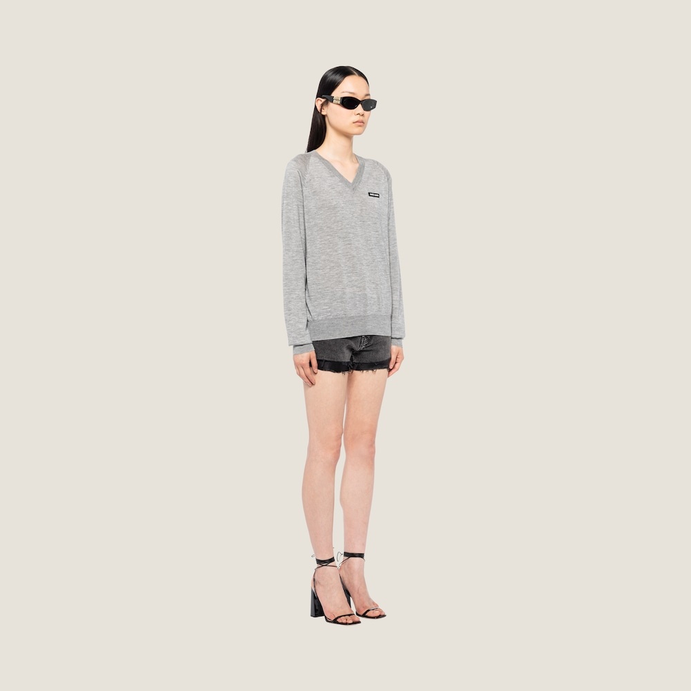 Cashmere and silk V-neck sweater - 5